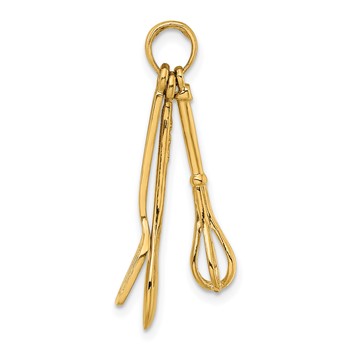 "14K 3-D Black Enamel Spatula, Wooden Spoon, Whisk Moveable Charm" — alternate view