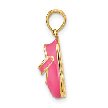 14K Pink Enameled 3-D Baby Shoe Charm — alternate view