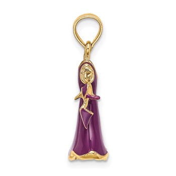 14K 3-D Purple Enameled Dress with Moveable Dangle Shoe Charm — alternate view