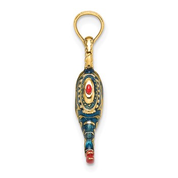 14K Blue and Red Enamel 3-D Textured Genie Lamp Charm — alternate view