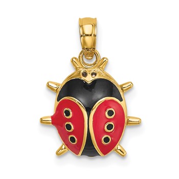 14K Red and Black Enameled Ladybug Charm