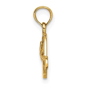 14K Polished 2-D Red Enamel Hat Charm — alternate view