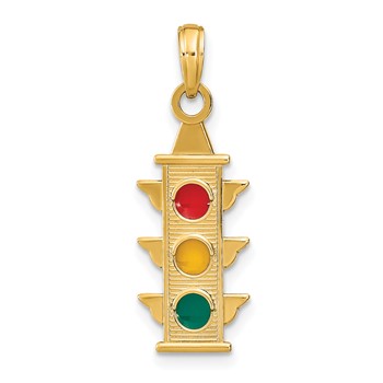 14K Red/Yellow/Green Enamel Traffic Signal Charm