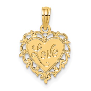 14K LOVE In Heart Charm