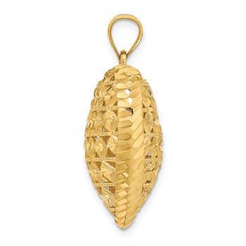14K 3-D Filigree Diamond-cut Puffed Heart Pendant — alternate view