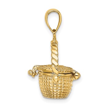 14K 3-D Nantucket Basket with Moveable Lid and Handle Charm — alternate view