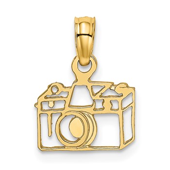 14K Flat Cut-Out Camera Charm