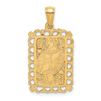 14K Queen of Hearts Playing Card Charm