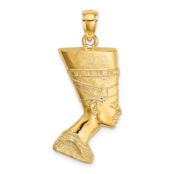 14K 2-D Polished Textured Nefertiti Profile Charm