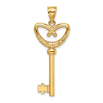 14K 3D Key To My Heart Key Charm