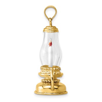 14K 3-D Glass Lantern with Enameled Candle Inside Charm — alternate view