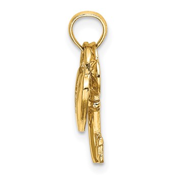 14K Moveable Dangling Heart Lock and Key Charm — alternate view
