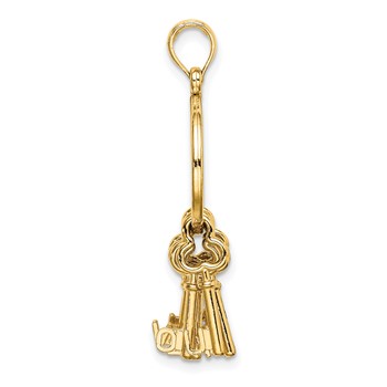 14K Moveable 3D I LOVE YOU  Key Chain Charm — alternate view