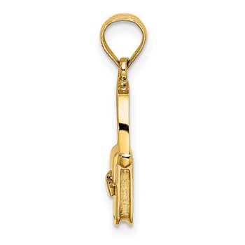 14K 3-D Polished Satchel Purse with Moveable Handle Charm — alternate view