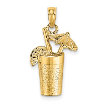 14K Cocktail Drink with Umbrella Charm