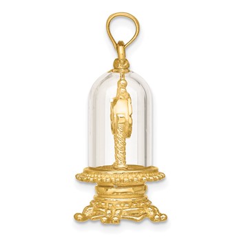 14K 3-D Enameled Moveable Clock In Glass Dome Charm — alternate view