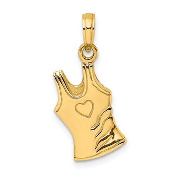 14K 3-D Tank Top Shirt w/ Heart Charm