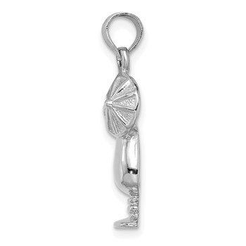 14K White Gold Polished Tropical Drink Charm — alternate view