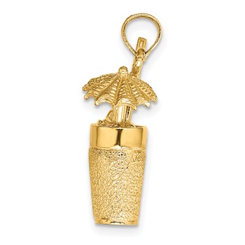 14K 3-D Textured Cocktail Drink Charm — alternate view