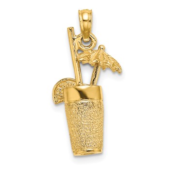 14K 3-D Textured Cocktail Drink Charm