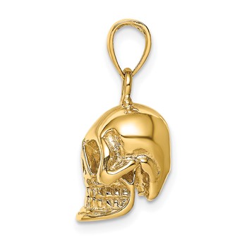14K 3-D Polished Skull Pendant — alternate view