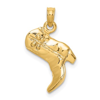 14K 3-D Cowboy Boot Charm
