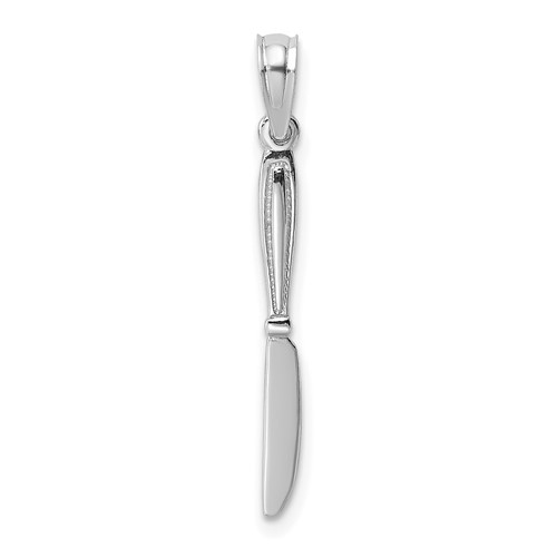 14K White Gold 3-D Polished Table Knife Charm