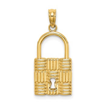 14K 3-D Padlock with Key Hole Charm