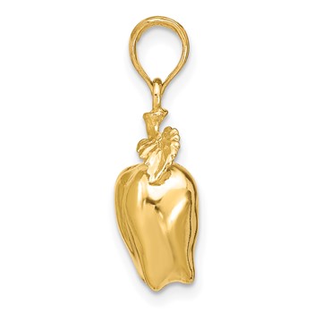 14K 3-D Apple with Stem and Leaf Charm — alternate view