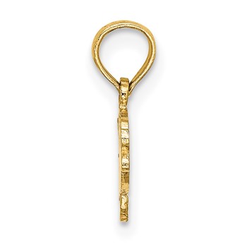 14K Flat Textured Playful Fish Charm — alternate view