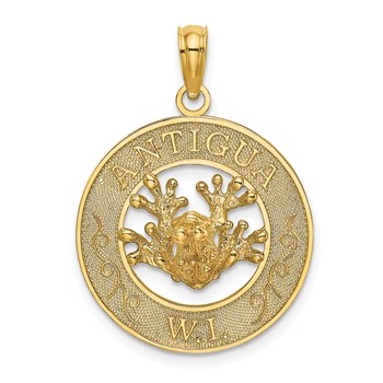 14K ANTIGUA W.I. Circle with Frog Charm