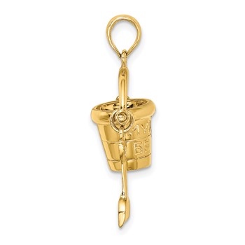 14K 3-D MYRTLE BEACH Bucket and Moveable Shovel Charm — alternate view