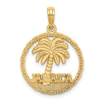 14K JAMAICA Palm Tree Circle Charm