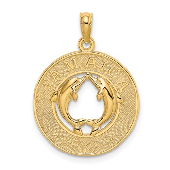 14K JAMAICA with Dolphins Circle Charm