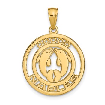 14k NAPLES Dolphins Pendant