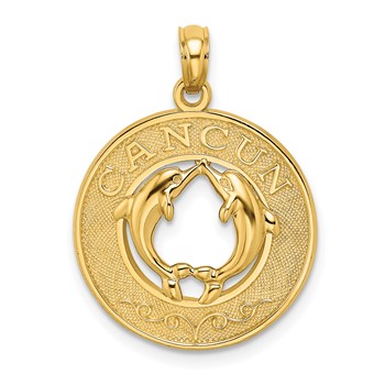 14K CANCUN with Dolphins Circle Charm