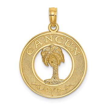 14K CANCUN with Palm Tree Circle Charm