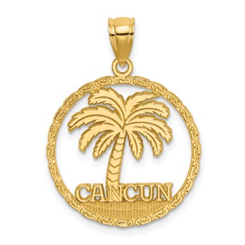 14K CANCUN Palm Tree Circle Charm