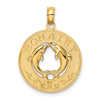 14K BONAIRE Circle with Dolphins Charm