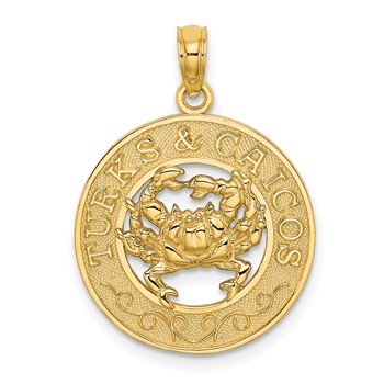14K TURKS AND CAICOS Circle with Crab Charm