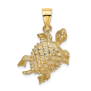 14K Sea Turtle with Tail Charm