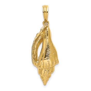 14K Polished Elongated Shell Charm