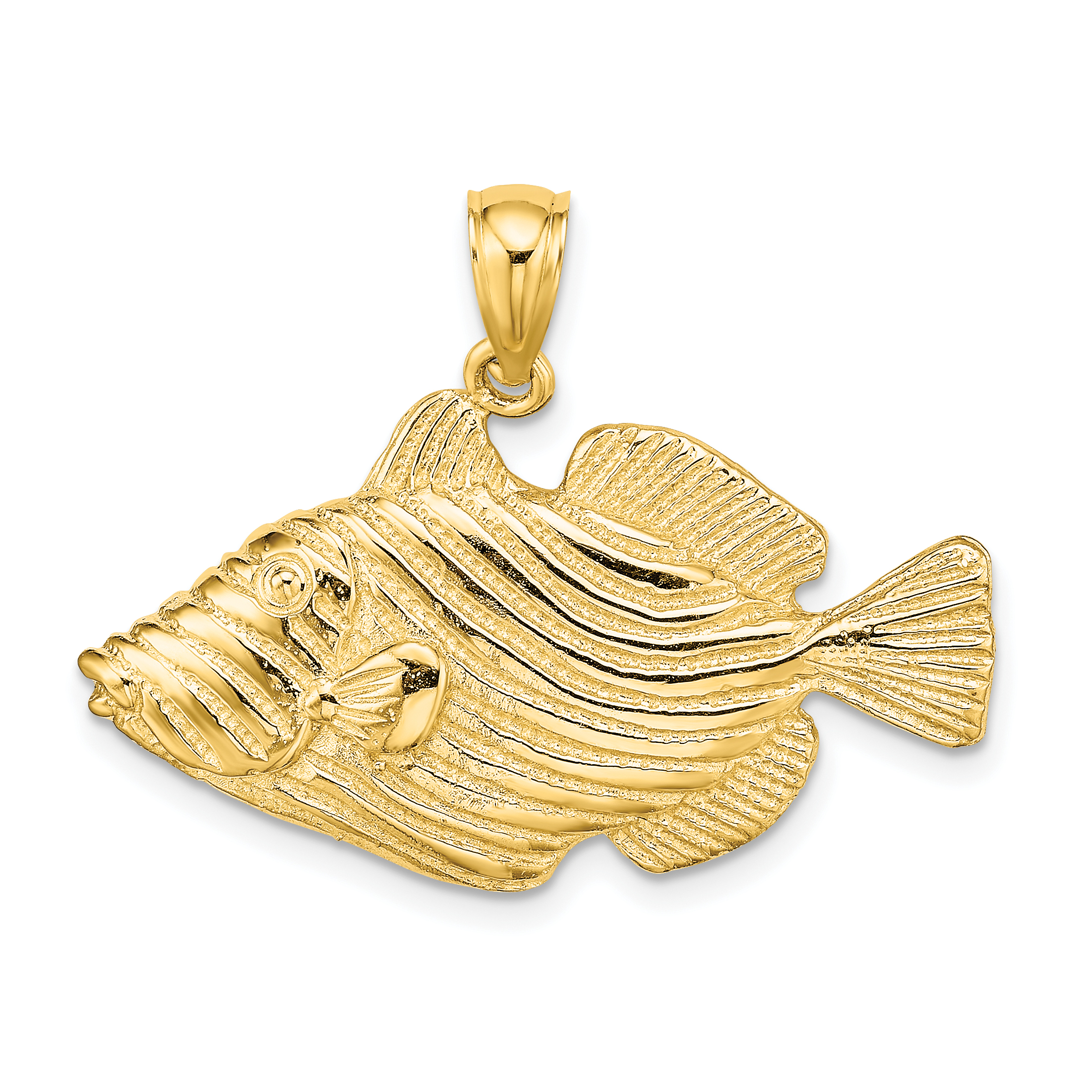 14K Polished /Textured Aquarium Story Charm - Royal Layout