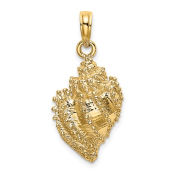 14K Textured Conch Shell Charm