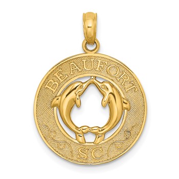 14K BEAUFORT SC with Dolphins Circle Charm