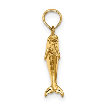 14K 3-D Polished Mini Dolphin Jumping Charm — alternate view