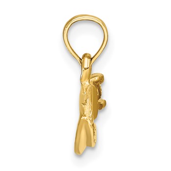 14K 2-D Textured Speed Boat Charm — alternate view