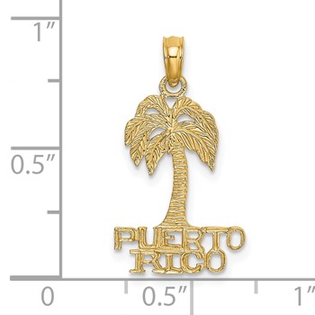 14K Flat PUERTO RICO Under Palm Tree Charm — alternate view