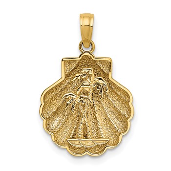 14K Reversible Palm Trees in Shell Charm