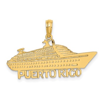 14K Polished PUERTO RICO Cruise Ship Charm